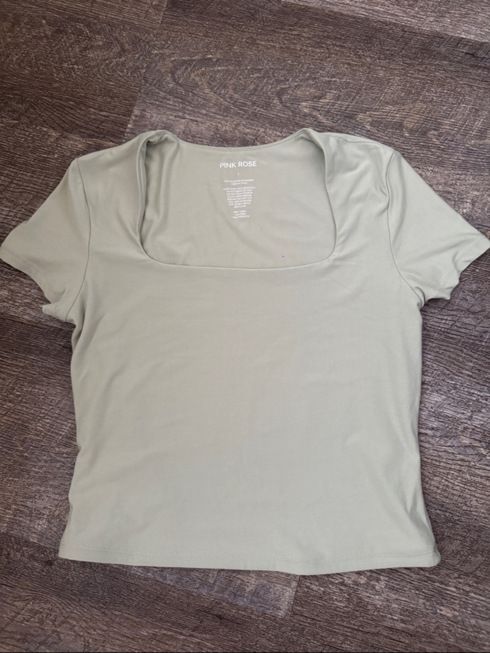 Pink Rose Sage Square Neck Short Sleeve Tee